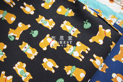 cotton - Shiba inu fabric - forest-fabric