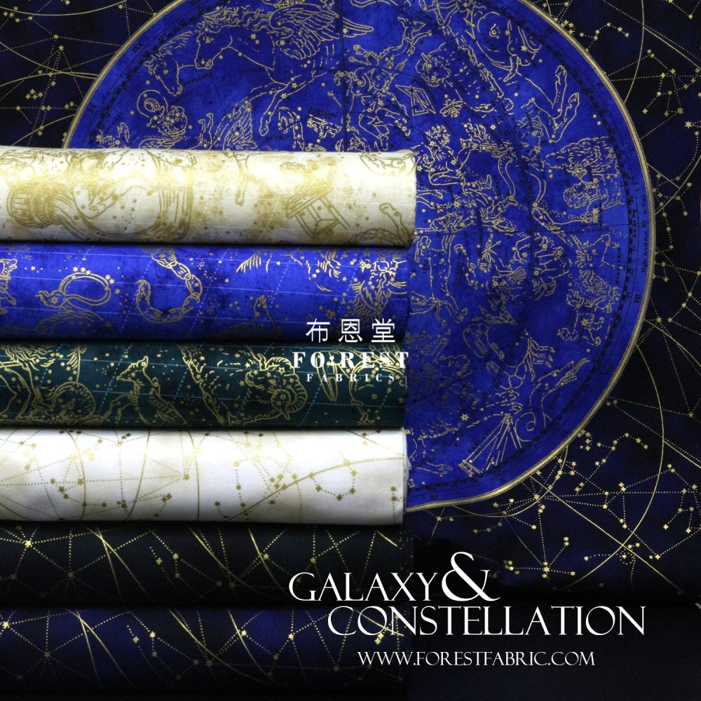 Cotton - Constellations In Midnight Metallic Fabric