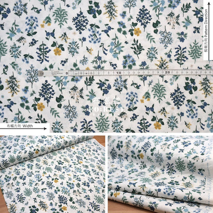 Cotton - Hawthorne Flower Fabric White