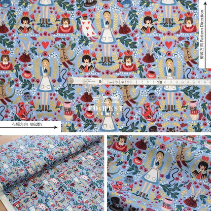 Cotton - Wonderland Alice Fabric Blue