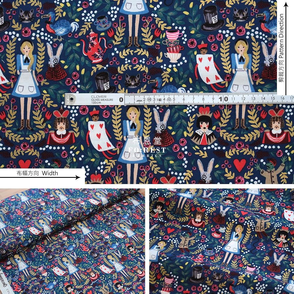 Cotton - Wonderland Alice Fabric Navy