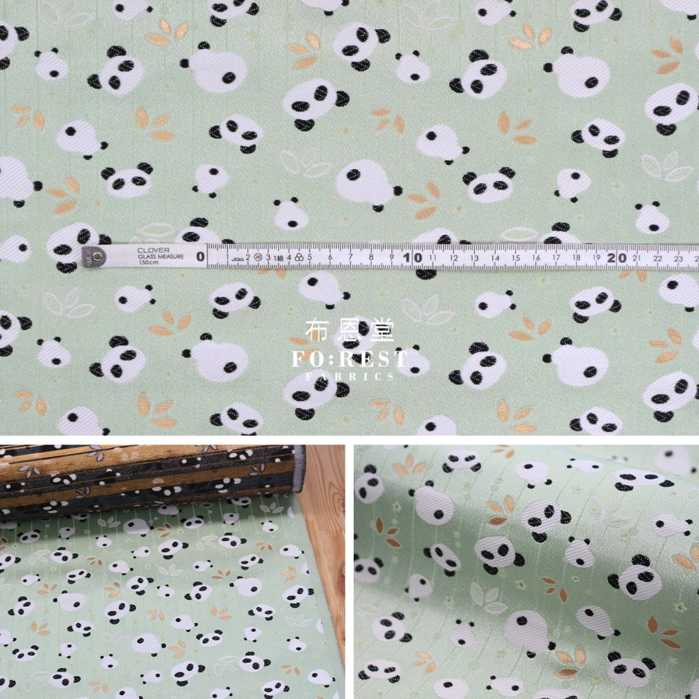 Gold Brocade - Panda Fabric Lt.green Polyester