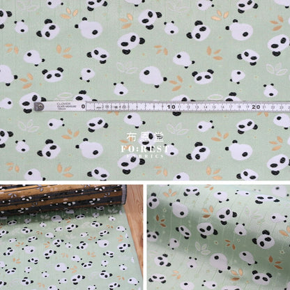 Gold Brocade - Panda Fabric Lt.green Polyester