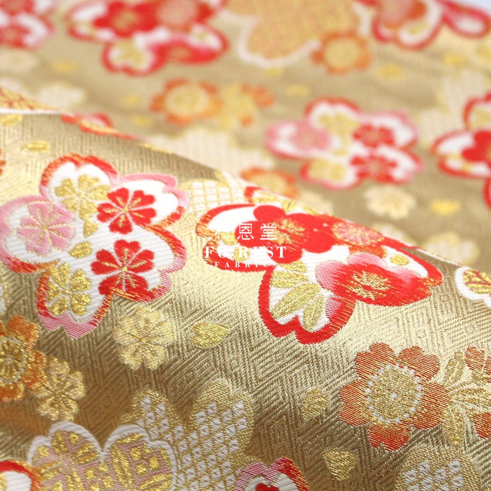 Gold Brocade - Snow Sakura Fabric Polyester