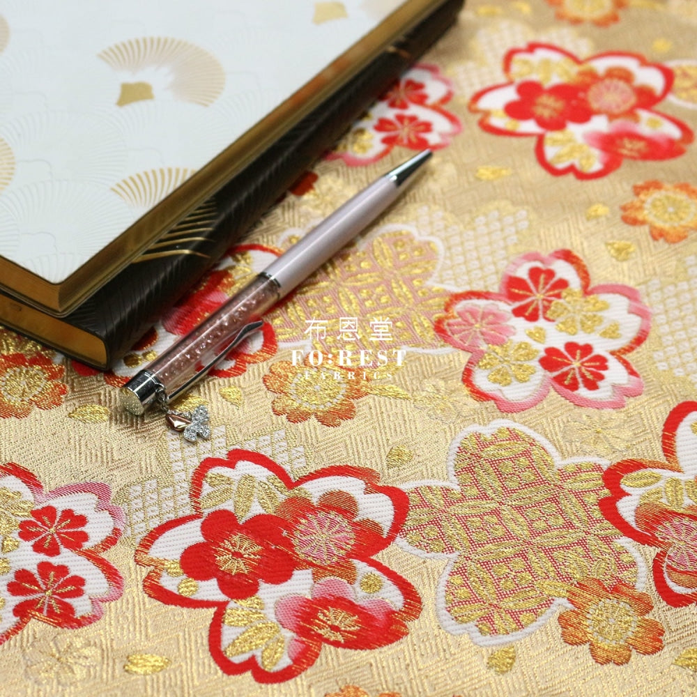 Gold Brocade - Snow Sakura Fabric Polyester