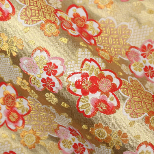 Gold Brocade - Snow Sakura Fabric Polyester