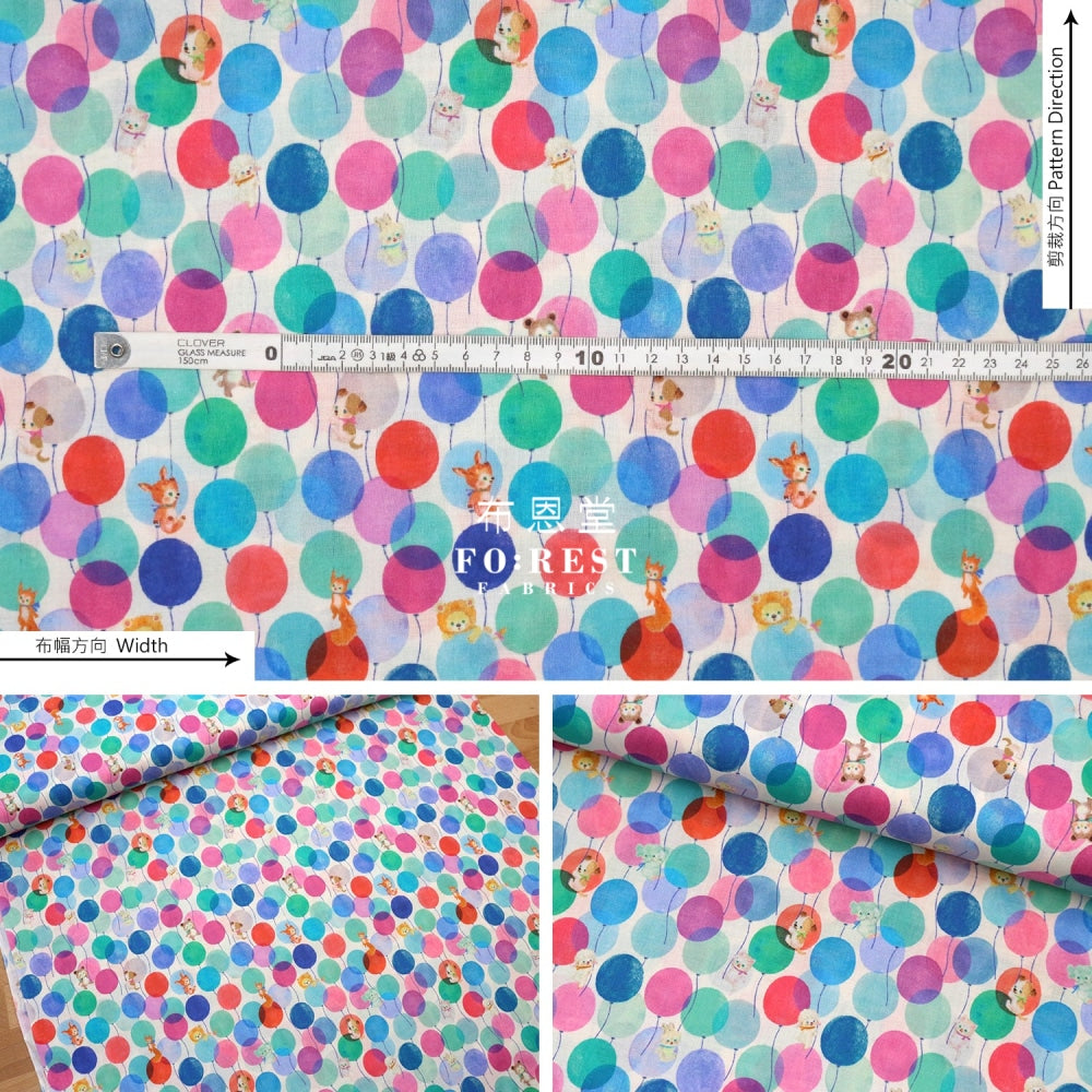 Lawn - Balloon Land Fabric Blue Cotton Lawn