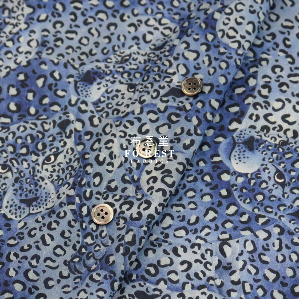 Liberty Of London (Cotton Tana Lawn Fabric) - Leopard Camo Blue Cotton