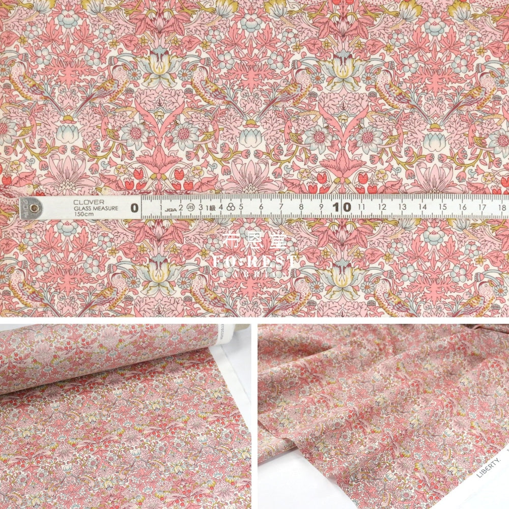 Liberty Of London (Cotton Tana Lawn Fabric) - Strawberry Thief Spring Pink Cotton