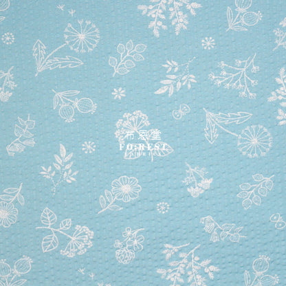 Seersucker - Little Flower Fabric Blue Cotton