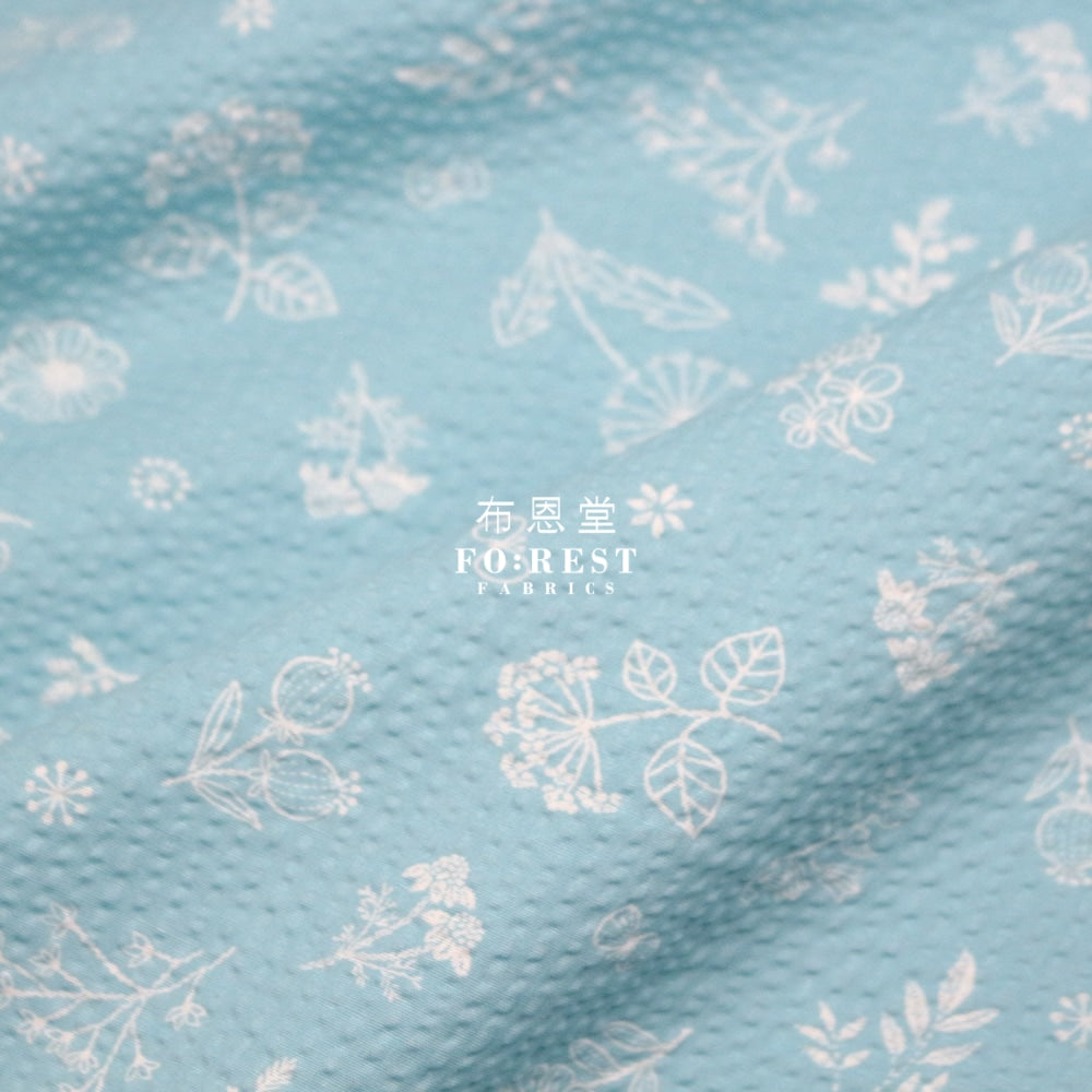 Seersucker - Little Flower Fabric Blue Cotton