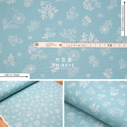 Seersucker - Little Flower Fabric Blue Cotton